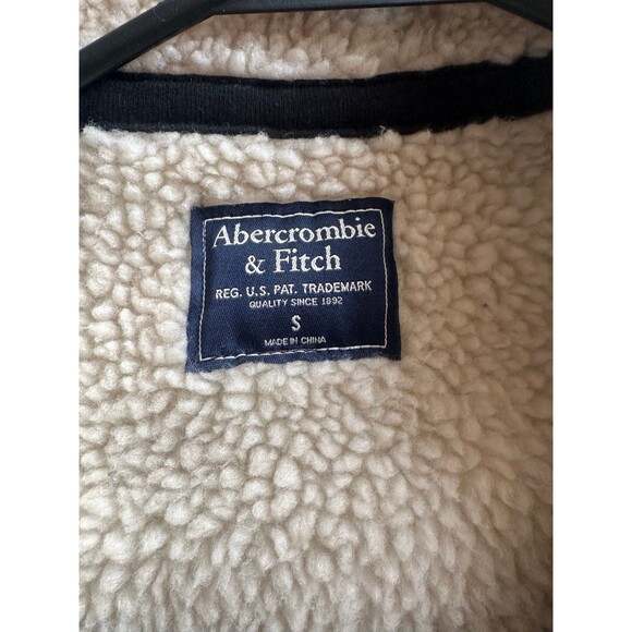 Abercrombie & Fitch Sherpa Lined Jacket Coat Men's Size Small Gray Mock Neck - Picture 6 of 6